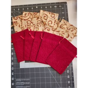 11 small fabric gift pouches with drawstrings B36